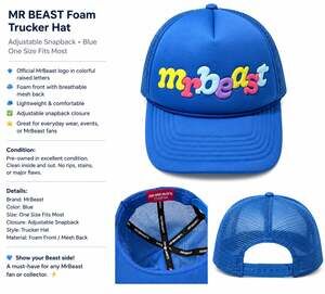 MrBeast Foam Trucker Hat Blue Adjustable Snapback
